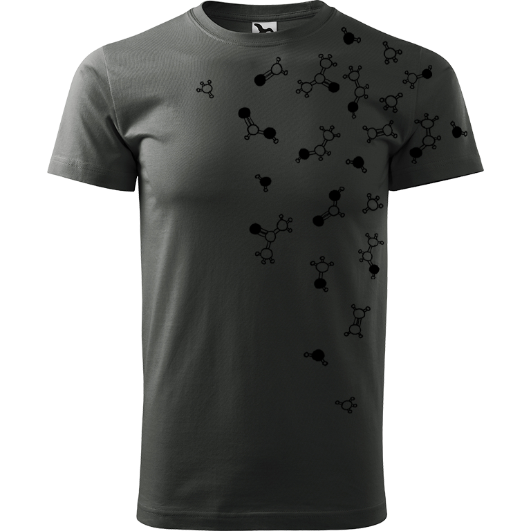Ručně malované pánské bavlněné tričko - Molekuly Barva trička: TMAVÁ BŘIDLICE, Velikost trička: L, Barva motivu: ČERNÁ