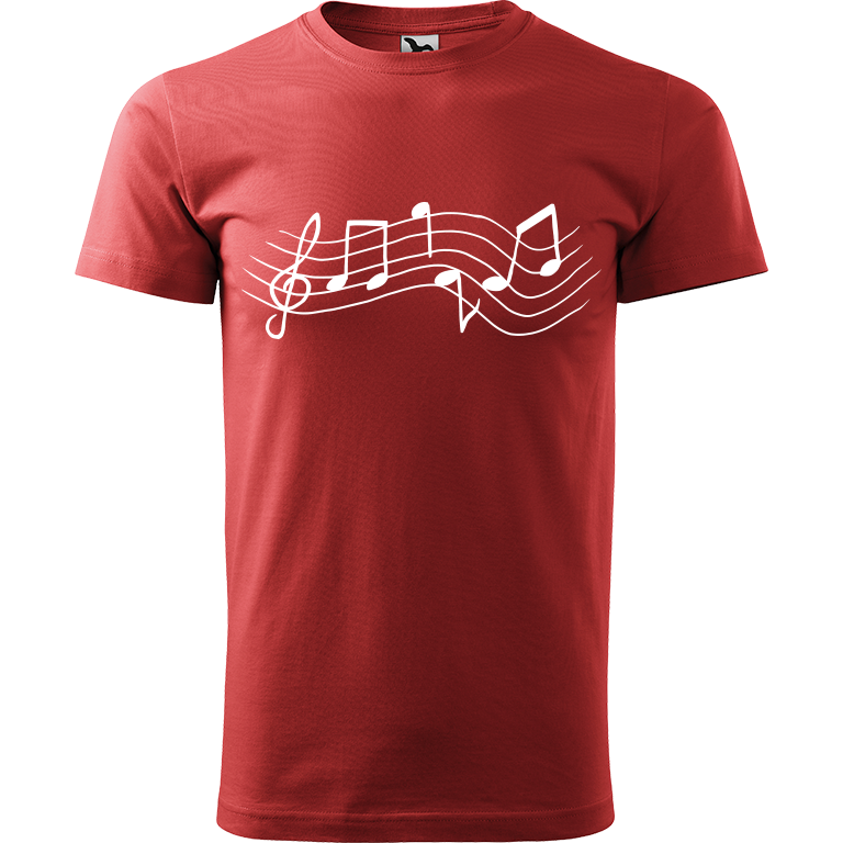 Ručně malované pánské bavlněné tričko - Noty Rovné Barva trička: BORDÓ, Velikost trička: XXL, Barva motivu: BÍLÁ