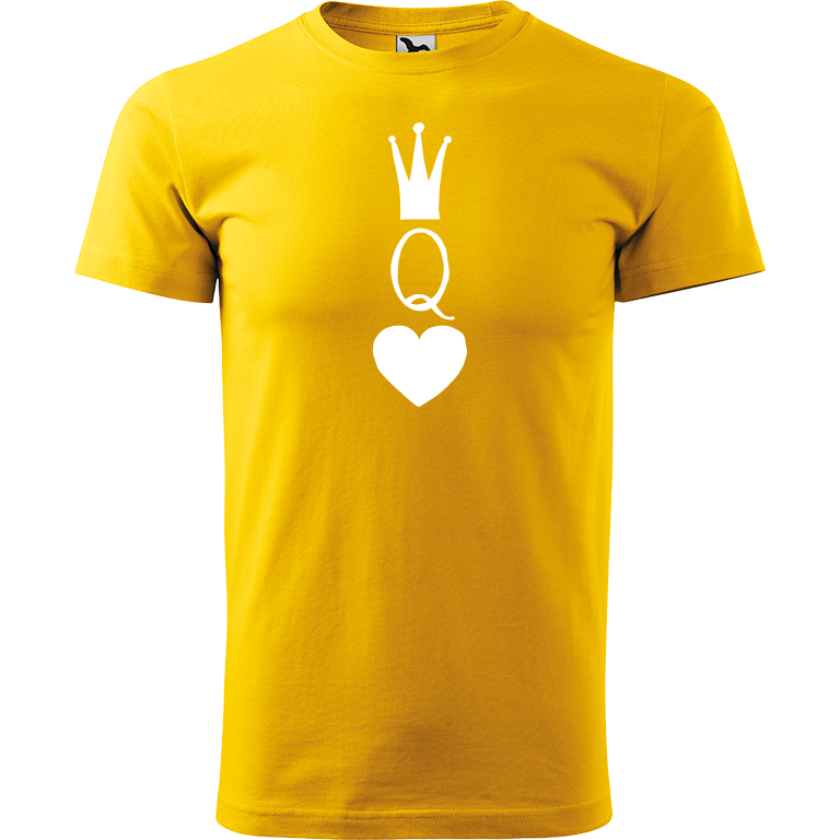 Ručně malované pánské bavlněné tričko - Queen Barva trička: ŽLUTÁ, Velikost trička: XXL, Barva motivu: BÍLÁ