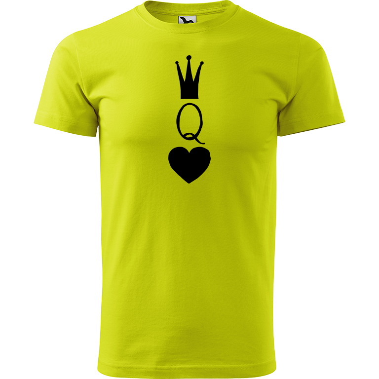 Ručně malované pánské bavlněné tričko - Queen Barva trička: LIMETKOVÁ, Velikost trička: XXL, Barva motivu: ČERNÁ