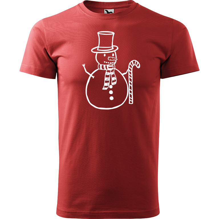 Ručně malované pánské bavlněné tričko - Sněhulák - S ozdobou Barva trička: BORDÓ, Velikost trička: S, Barva motivu: BÍLÁ