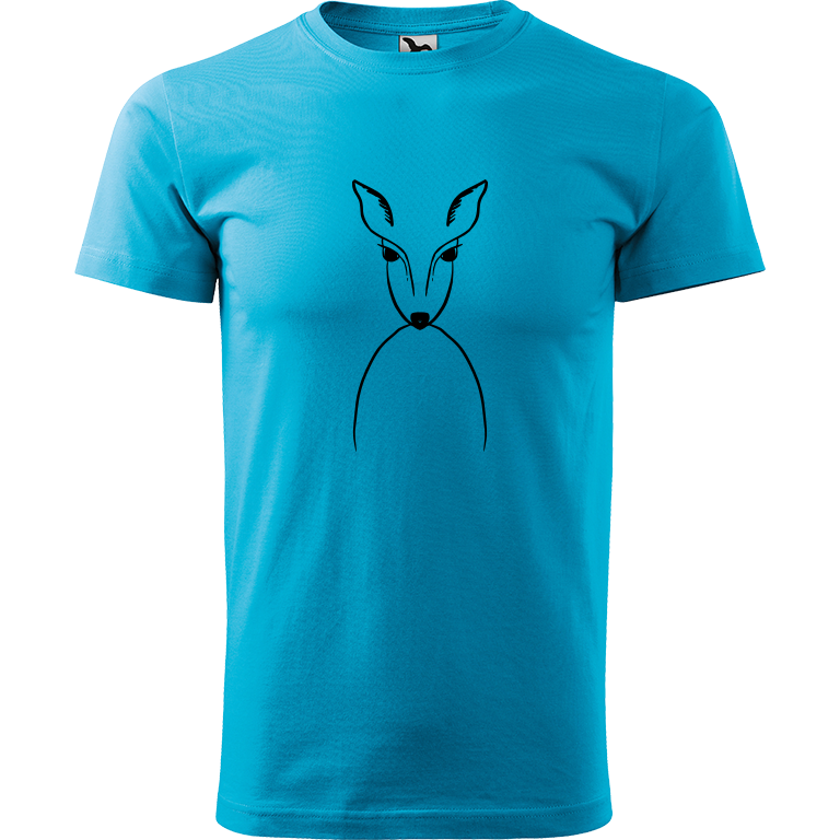 Ručně malované pánské bavlněné tričko - Srnka Barva trička: TYRKYSOVÁ, Velikost trička: M, Barva motivu: ČERNÁ