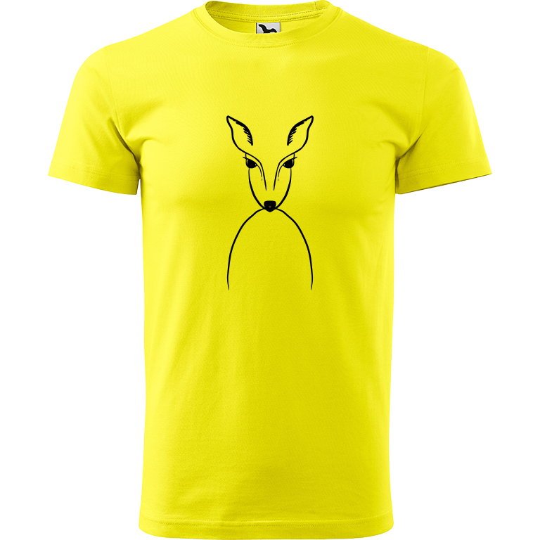 Ručně malované pánské bavlněné tričko - Srnka Barva trička: CITRONOVÁ, Velikost trička: XL, Barva motivu: ČERNÁ