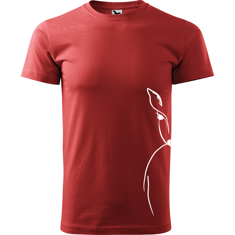 Ručně malované pánské bavlněné tričko - Srnka na boku Barva trička: BORDÓ, Velikost trička: XXL, Barva motivu: BÍLÁ