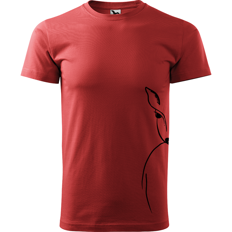 Ručně malované pánské bavlněné tričko - Srnka na boku Barva trička: BORDÓ, Velikost trička: XXL, Barva motivu: ČERNÁ