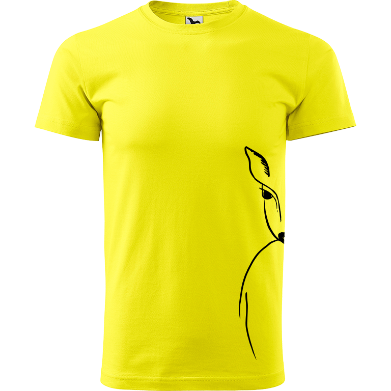 Ručně malované pánské bavlněné tričko - Srnka na boku Barva trička: CITRONOVÁ, Velikost trička: XL, Barva motivu: ČERNÁ