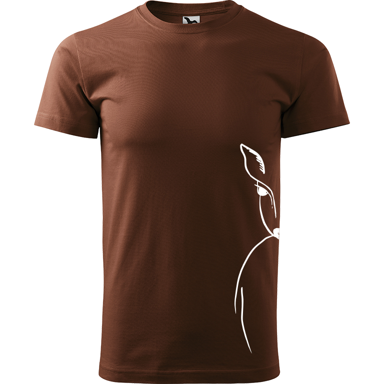 Ručně malované pánské bavlněné tričko - Srnka na boku Barva trička: ČOKOLÁDOVÁ, Velikost trička: XS, Barva motivu: BÍLÁ