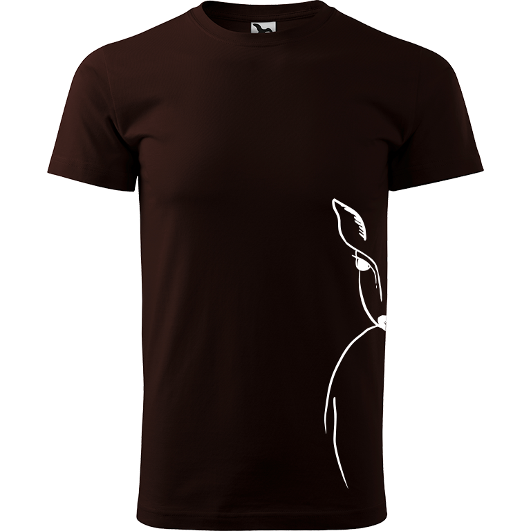 Ručně malované pánské bavlněné tričko - Srnka na boku Barva trička: KÁVOVÁ, Velikost trička: XL, Barva motivu: BÍLÁ