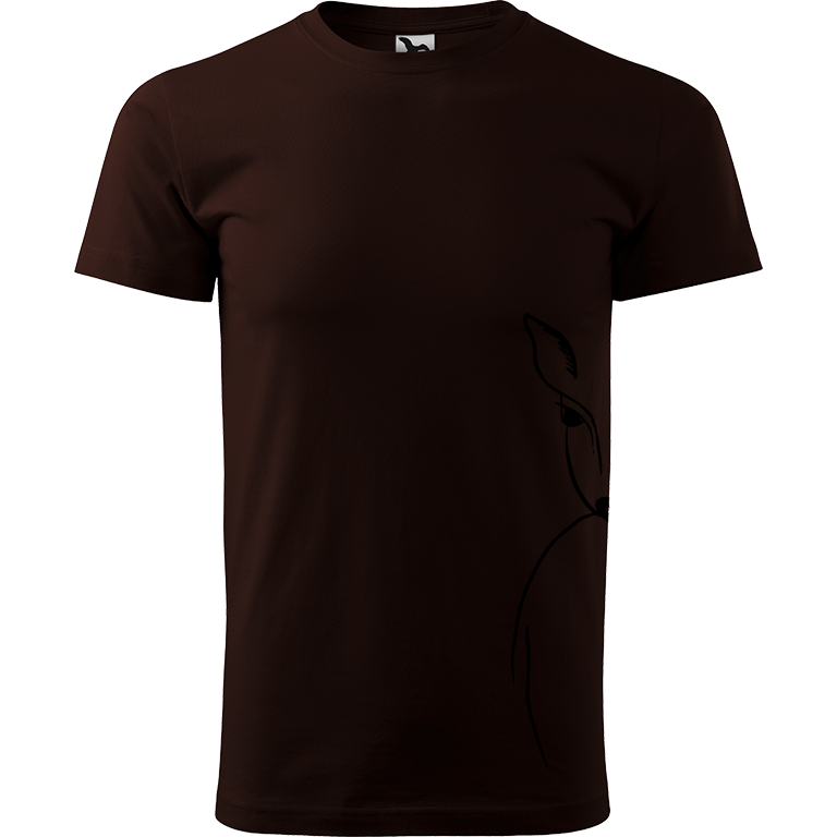 Ručně malované pánské bavlněné tričko - Srnka na boku Barva trička: KÁVOVÁ, Velikost trička: XL, Barva motivu: ČERNÁ