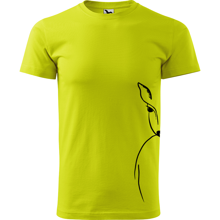 Ručně malované pánské bavlněné tričko - Srnka na boku Barva trička: LIMETKOVÁ, Velikost trička: XXL, Barva motivu: ČERNÁ