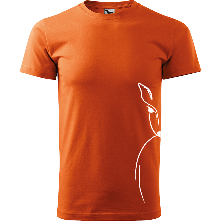 Ručně malované pánské bavlněné tričko - Srnka na boku Barva trička: ORANŽOVÁ, Velikost trička: M, Barva motivu: BÍLÁ
