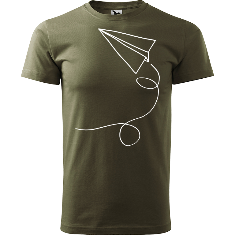 Ručně malované pánské bavlněné tričko - Šipka Barva trička: ARMY, Velikost trička: XS, Barva motivu: BÍLÁ