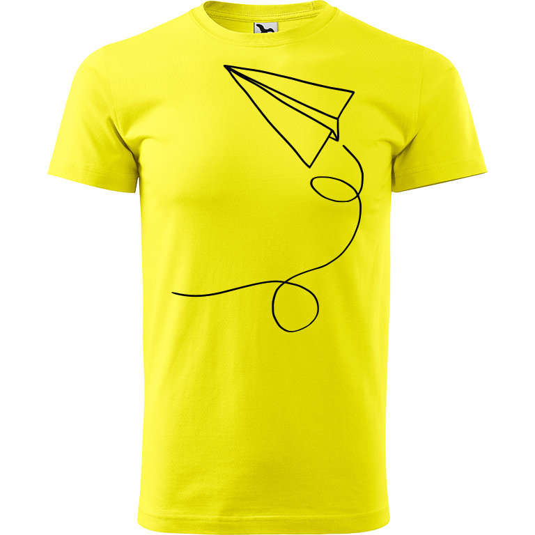 Ručně malované pánské bavlněné tričko - Šipka Barva trička: CITRONOVÁ, Velikost trička: XL, Barva motivu: ČERNÁ