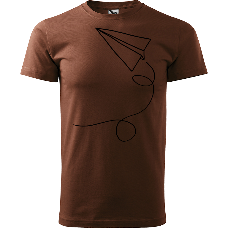 Ručně malované pánské bavlněné tričko - Šipka Barva trička: ČOKOLÁDOVÁ, Velikost trička: XXL, Barva motivu: ČERNÁ