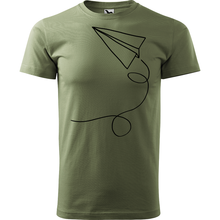 Ručně malované pánské bavlněné tričko - Šipka Barva trička: KHAKI, Velikost trička: XL, Barva motivu: ČERNÁ