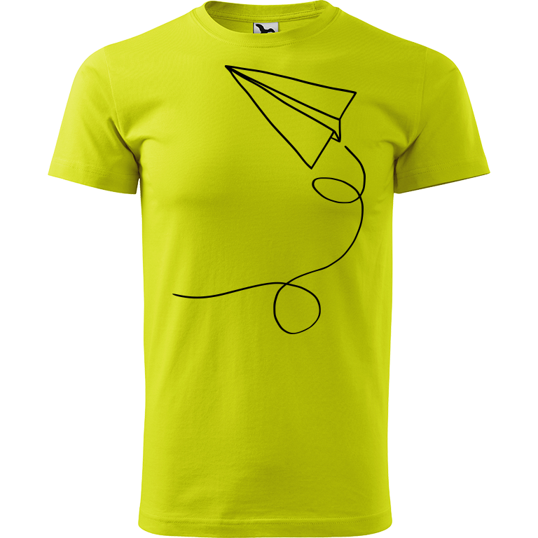 Ručně malované pánské bavlněné tričko - Šipka Barva trička: LIMETKOVÁ, Velikost trička: M, Barva motivu: ČERNÁ
