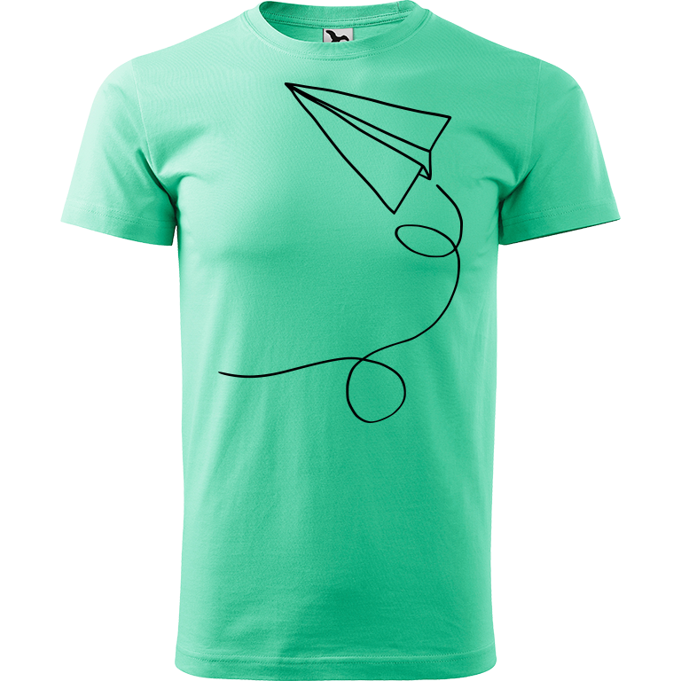 Ručně malované pánské bavlněné tričko - Šipka Barva trička: MÁTOVÁ, Velikost trička: XL, Barva motivu: ČERNÁ
