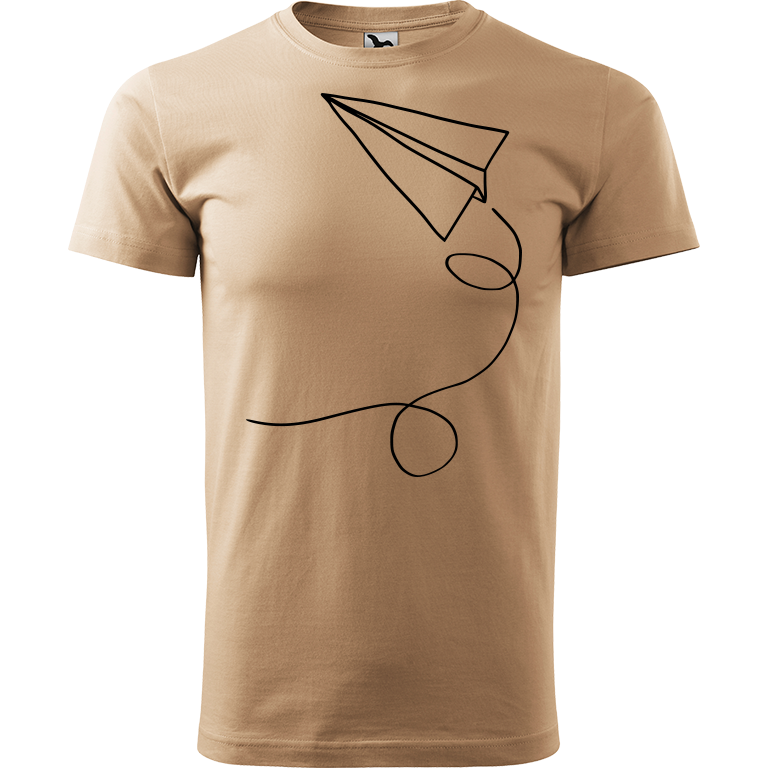 Ručně malované pánské bavlněné tričko - Šipka Barva trička: PÍSKOVÁ, Velikost trička: XL, Barva motivu: ČERNÁ