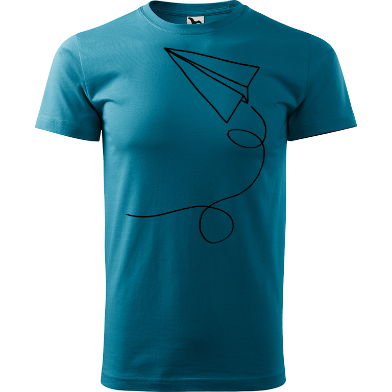 Ručně malované pánské bavlněné tričko - Šipka Barva trička: TMAVĚ TYRKYSOVÁ, Velikost trička: XXL, Barva motivu: ČERNÁ