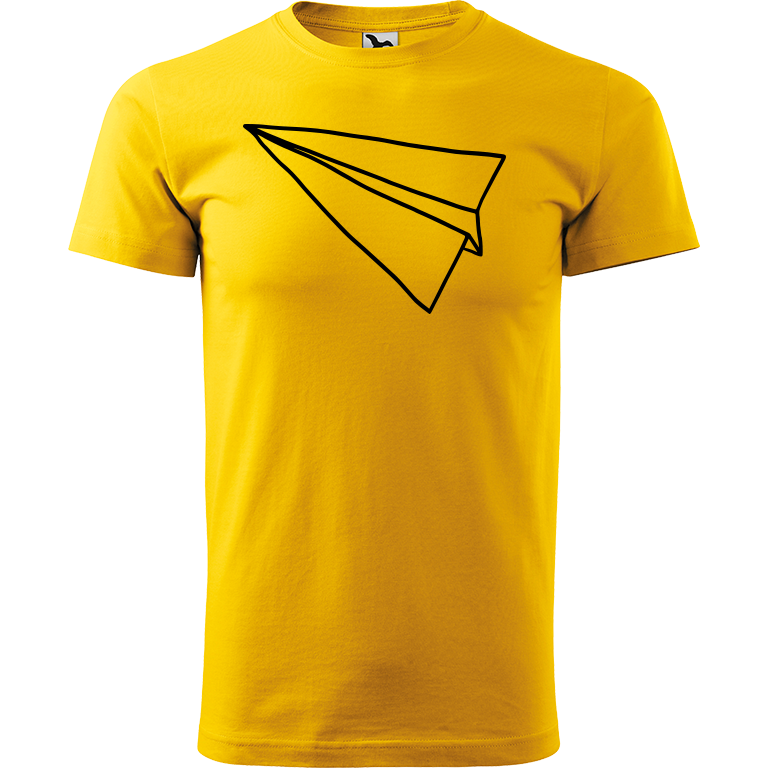 Ručně malované pánské bavlněné tričko - Šipka - Samotná Barva trička: ŽLUTÁ, Velikost trička: XL, Barva motivu: ČERNÁ