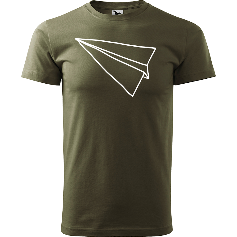 Ručně malované pánské bavlněné tričko - Šipka - Samotná Barva trička: ARMY, Velikost trička: XL, Barva motivu: BÍLÁ