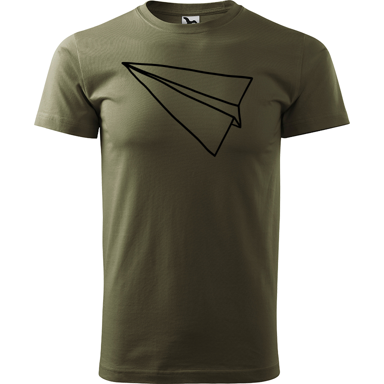 Ručně malované pánské bavlněné tričko - Šipka - Samotná Barva trička: ARMY, Velikost trička: S, Barva motivu: ČERNÁ