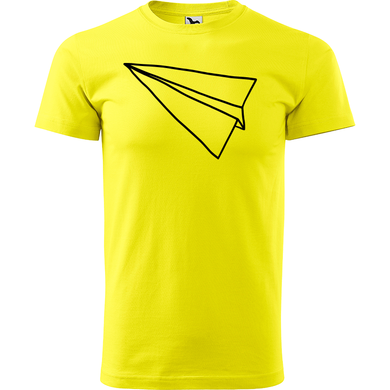 Ručně malované pánské bavlněné tričko - Šipka - Samotná Barva trička: CITRONOVÁ, Velikost trička: XL, Barva motivu: ČERNÁ