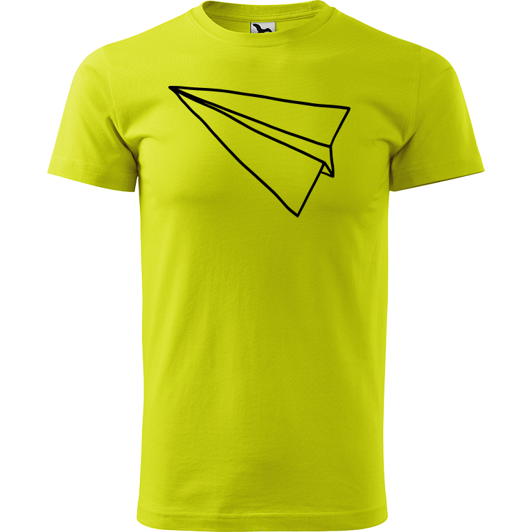 Ručně malované pánské bavlněné tričko - Šipka - Samotná Barva trička: LIMETKOVÁ, Velikost trička: XXL, Barva motivu: ČERNÁ