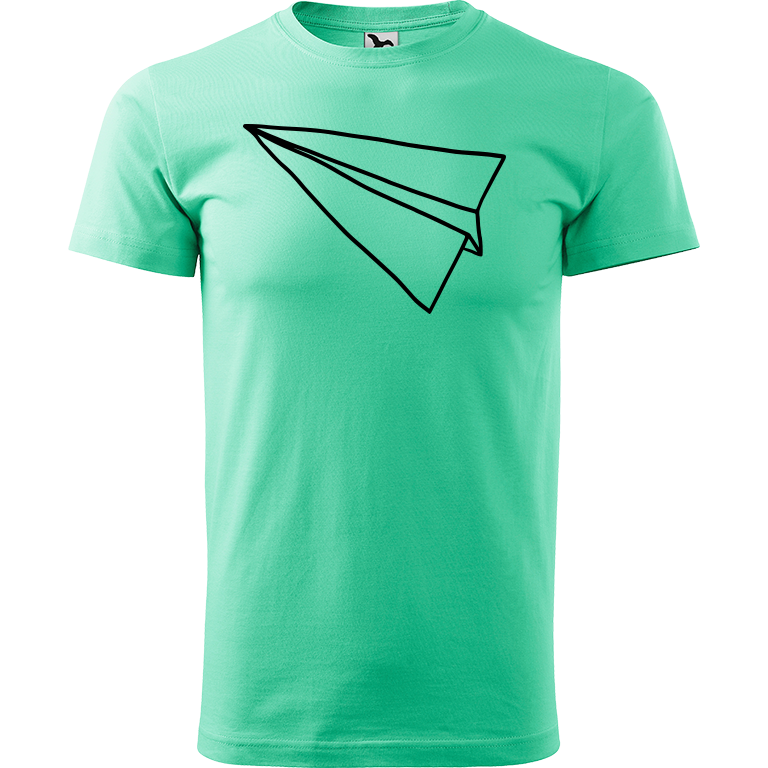 Ručně malované pánské bavlněné tričko - Šipka - Samotná Barva trička: MÁTOVÁ, Velikost trička: XL, Barva motivu: ČERNÁ