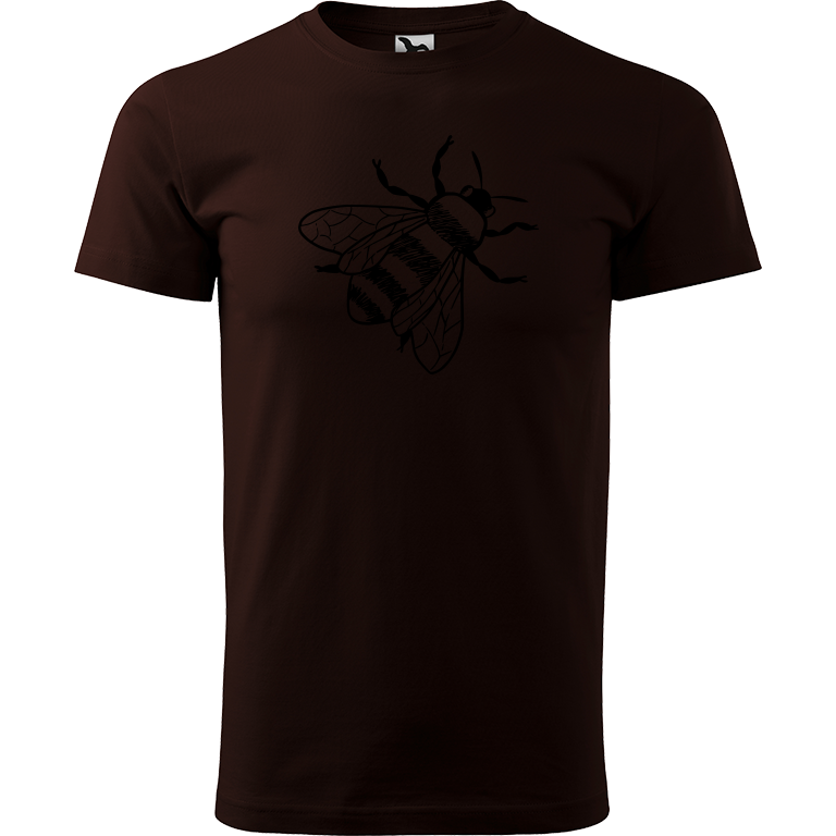 Ručně malované pánské bavlněné tričko - Včela Barva trička: KÁVOVÁ, Velikost trička: XL, Barva motivu: ČERNÁ