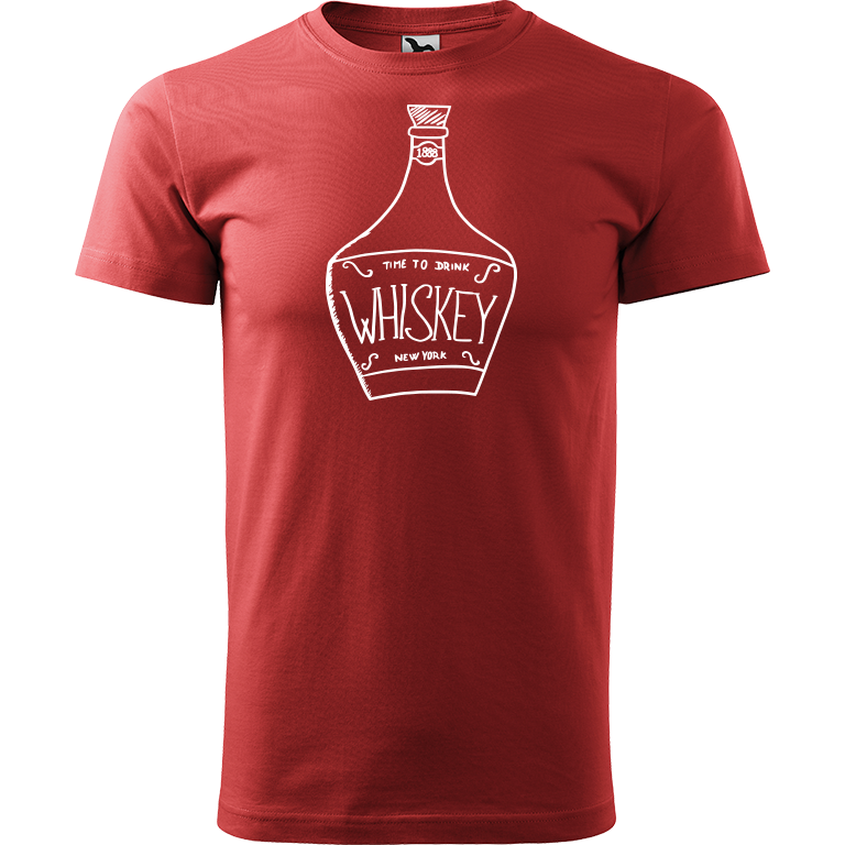 Ručně malované pánské bavlněné tričko - Whiskey Barva trička: BORDÓ, Velikost trička: XXL, Barva motivu: BÍLÁ