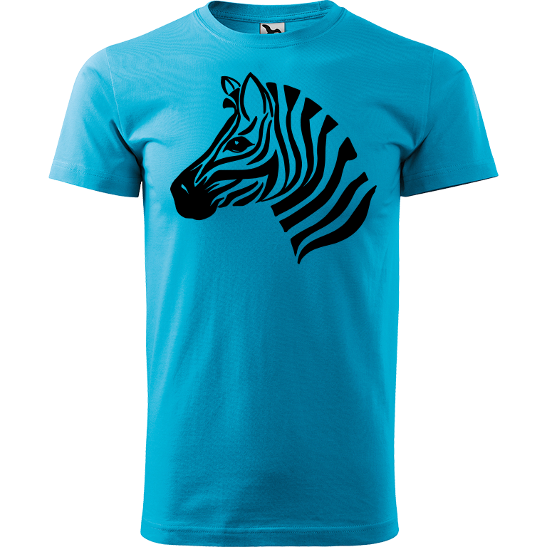 Ručně malované pánské bavlněné tričko - Zebra Barva trička: TYRKYSOVÁ, Velikost trička: M, Barva motivu: ČERNÁ