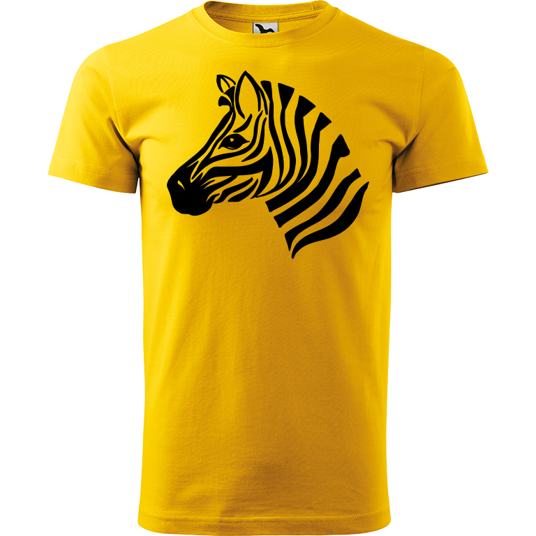 Ručně malované pánské bavlněné tričko - Zebra Barva trička: ŽLUTÁ, Velikost trička: S, Barva motivu: ČERNÁ