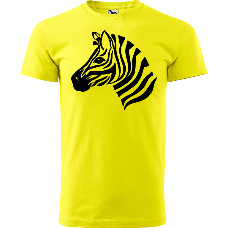 Ručně malované pánské bavlněné tričko - Zebra Barva trička: CITRONOVÁ, Velikost trička: XL, Barva motivu: ČERNÁ