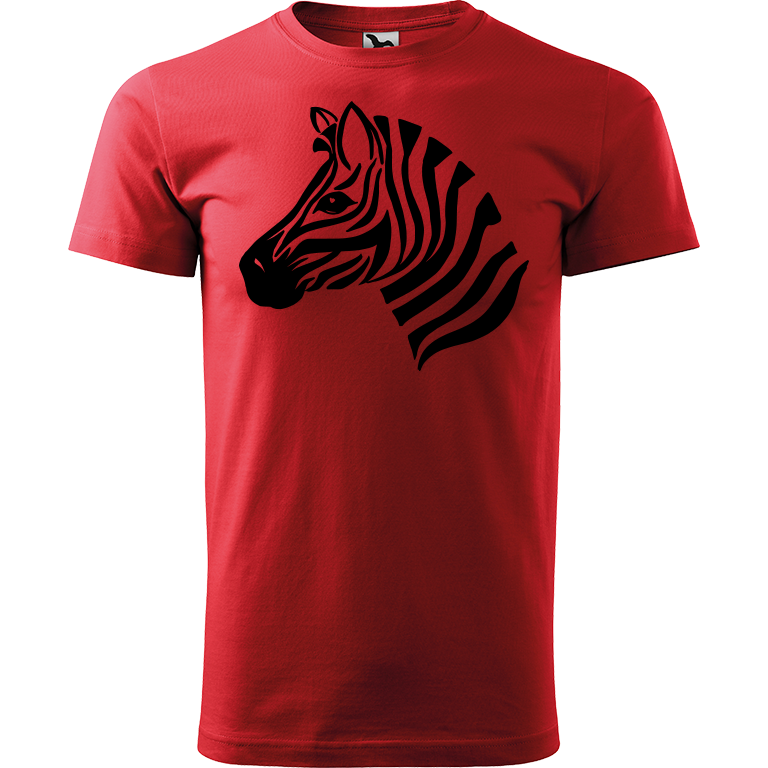 Ručně malované pánské bavlněné tričko - Zebra Barva trička: ČERVENÁ, Velikost trička: XXL, Barva motivu: ČERNÁ
