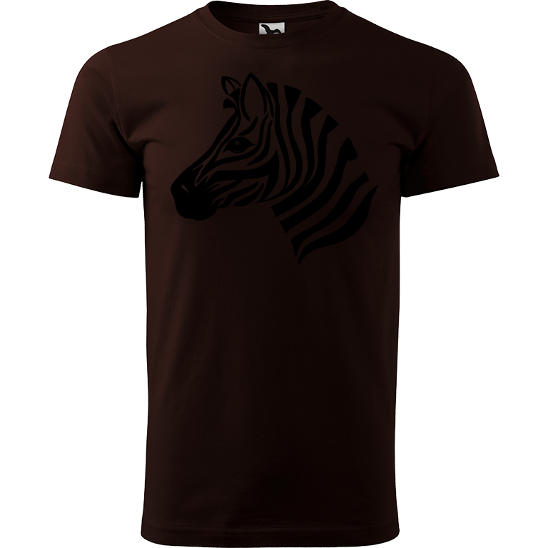 Ručně malované pánské bavlněné tričko - Zebra Barva trička: KÁVOVÁ, Velikost trička: XL, Barva motivu: ČERNÁ