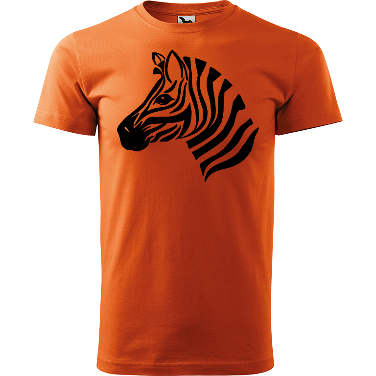 Ručně malované pánské bavlněné tričko - Zebra Barva trička: ORANŽOVÁ, Velikost trička: XXL, Barva motivu: ČERNÁ