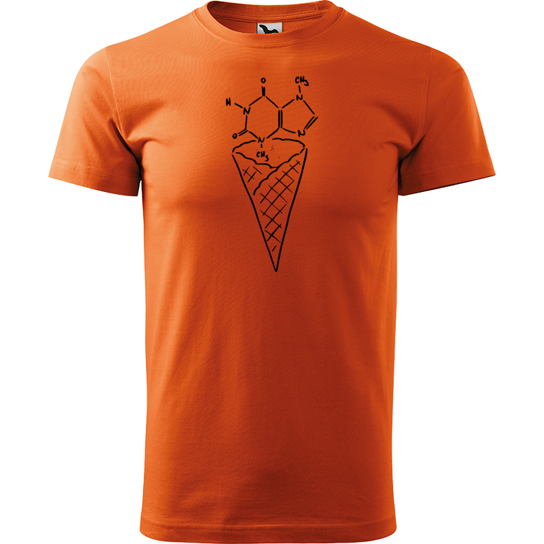 Ručně malované pánské bavlněné tričko - Zmrzlina Čokoláda Barva trička: ORANŽOVÁ, Velikost trička: XXL, Barva motivu: ČERNÁ
