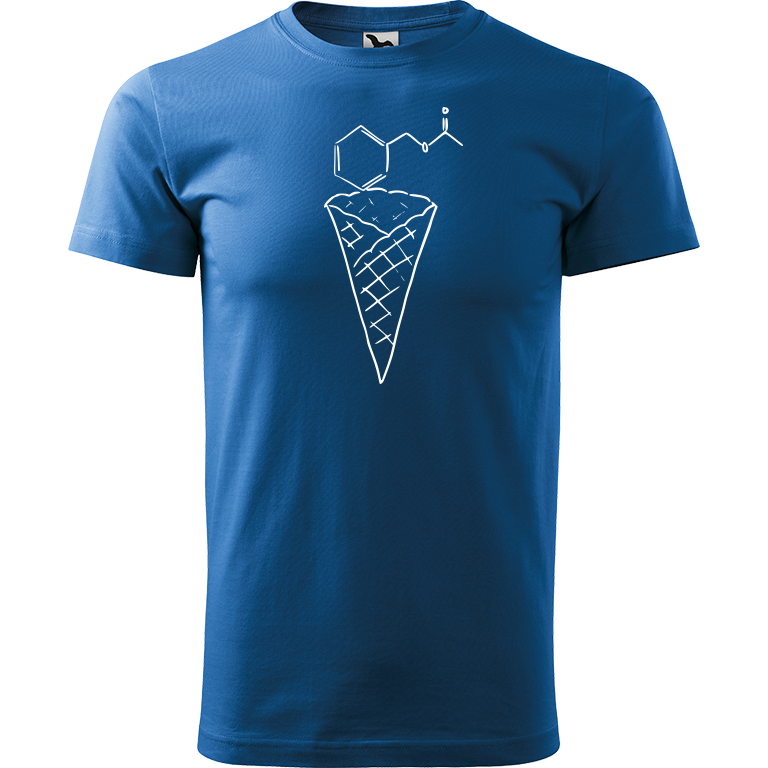Ručně malované pánské bavlněné tričko - Zmrzlina Jahoda Barva trička: AZUROVÁ, Velikost trička: L, Barva motivu: BÍLÁ