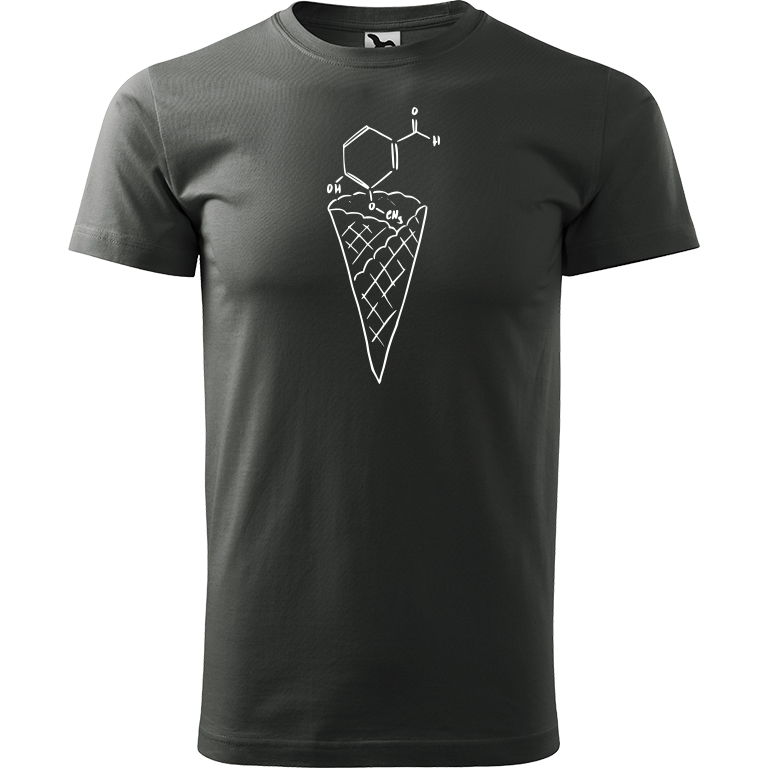 Ručně malované pánské bavlněné tričko - Zmrzlina Vanilka Barva trička: TMAVÁ BŘIDLICE, Velikost trička: L, Barva motivu: BÍLÁ