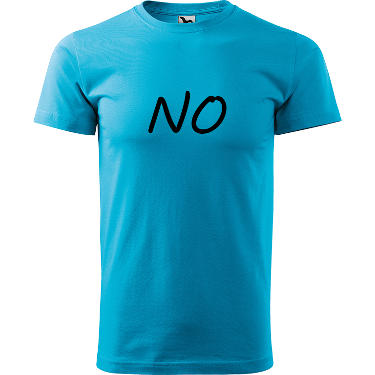 Ručně malované pánské bavlněné tričko - NO Barva trička: TYRKYSOVÁ, Velikost trička: XS, Barva motivu: ČERNÁ
