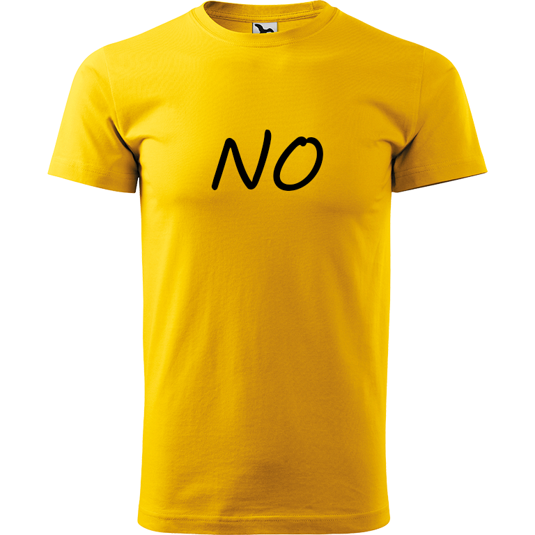 Ručně malované pánské bavlněné tričko - NO Barva trička: ŽLUTÁ, Velikost trička: S, Barva motivu: ČERNÁ