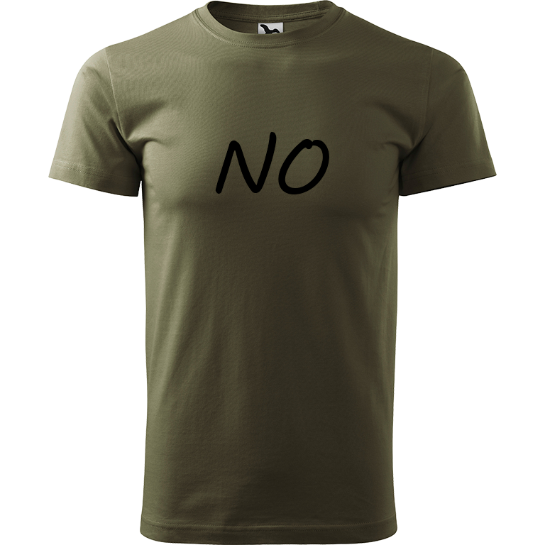 Ručně malované pánské bavlněné tričko - NO Barva trička: ARMY, Velikost trička: XXL, Barva motivu: ČERNÁ