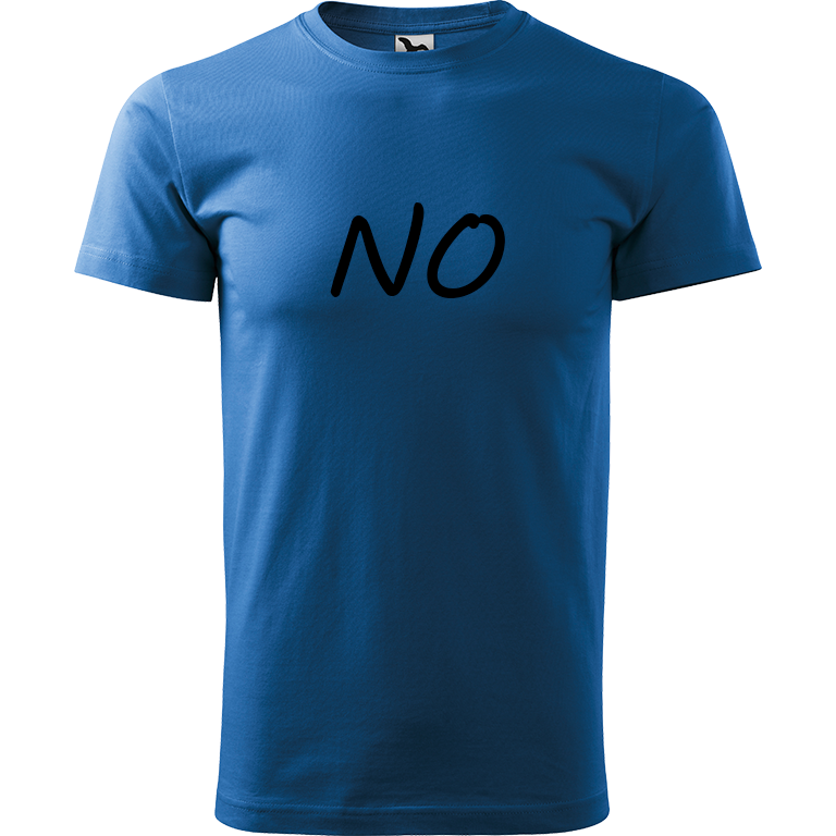 Ručně malované pánské bavlněné tričko - NO Barva trička: AZUROVÁ, Velikost trička: XXL, Barva motivu: ČERNÁ