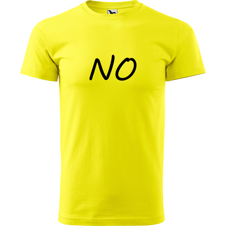 Ručně malované pánské bavlněné tričko - NO Barva trička: CITRONOVÁ, Velikost trička: M, Barva motivu: ČERNÁ