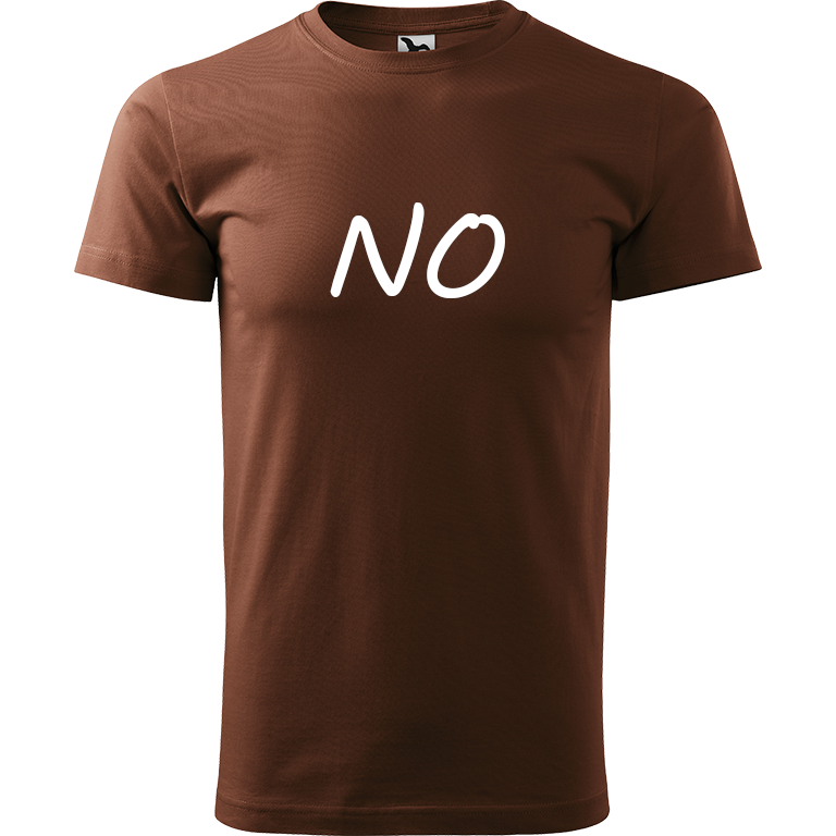 Ručně malované pánské bavlněné tričko - NO Barva trička: ČOKOLÁDOVÁ, Velikost trička: XS, Barva motivu: BÍLÁ