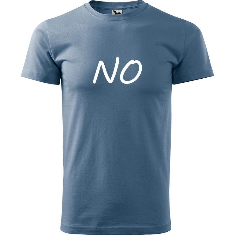 Ručně malované pánské bavlněné tričko - NO Barva trička: DENIM, Velikost trička: S, Barva motivu: BÍLÁ