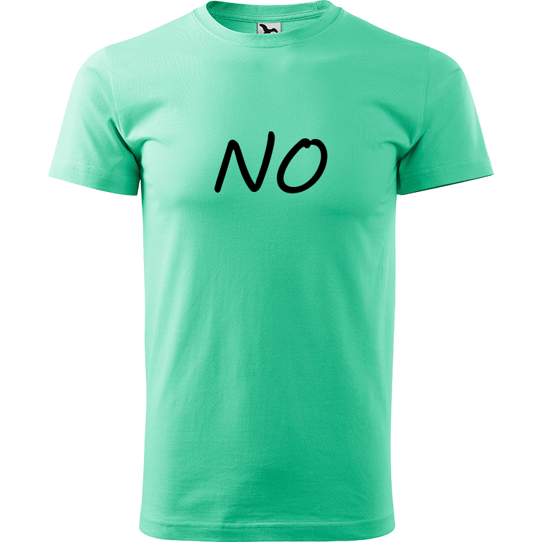 Ručně malované pánské bavlněné tričko - NO Barva trička: MÁTOVÁ, Velikost trička: M, Barva motivu: ČERNÁ