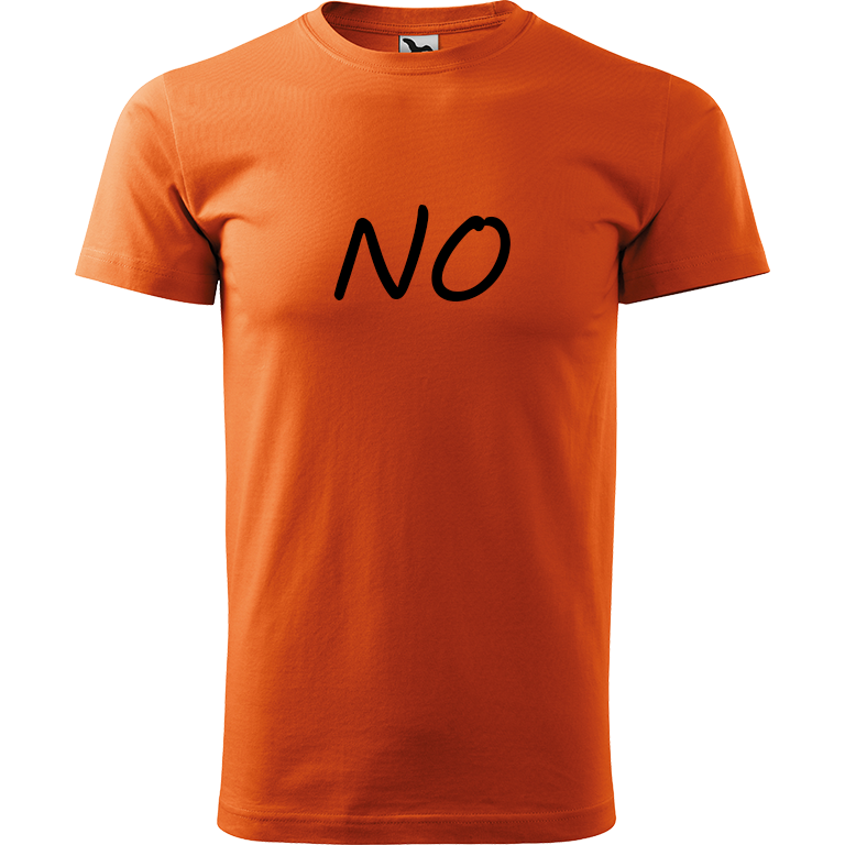Ručně malované pánské bavlněné tričko - NO Barva trička: ORANŽOVÁ, Velikost trička: XXL, Barva motivu: ČERNÁ