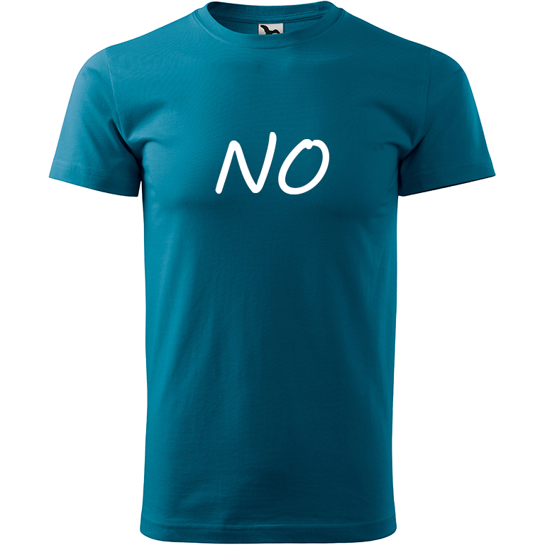 Ručně malované pánské bavlněné tričko - NO Barva trička: PETROLEJOVÁ, Velikost trička: M, Barva motivu: BÍLÁ